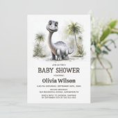 Invitation à une fête prénatale avec un dinosaure (Debout devant)