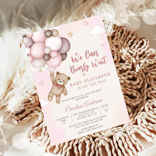 Invitation à une fête prénatale Bébé Ballon Ourson