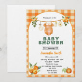 Invitation à une fête prénatale bébé orange mignon (Devant / Derrière)