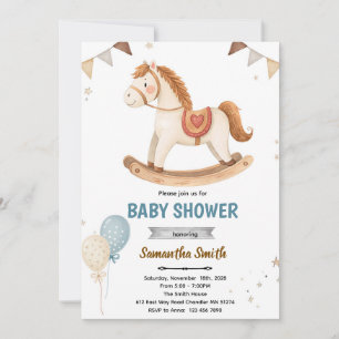 Invitation à une fête prénatale Cheval à Bascule