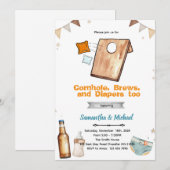Invitation à une fête prénatale Cornhole et Bière (Devant / Derrière)