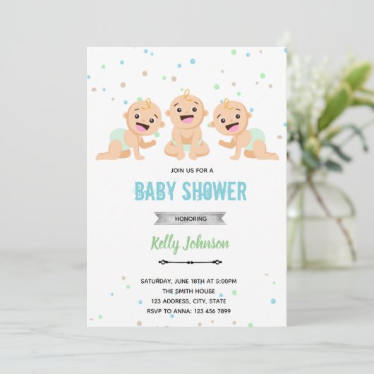 Invitation à une fête prénatale de triplés (Debout devant)