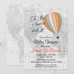 Invitation à une fête prénatale en montgolfière