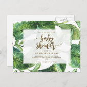 Invitation à une fête prénatale feuilles de palmie (Devant / Derrière)