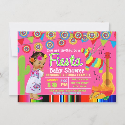Invitation à une fête prénatale Fiesta avec bébé f (Devant)