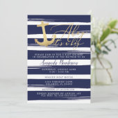 Invitation à une fête prénatale nautique Ahoy C'es (Debout devant)