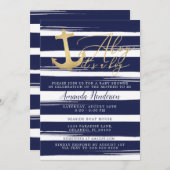 Invitation à une fête prénatale nautique Ahoy C'es (Devant / Derrière)