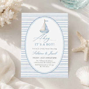 Invitation à une fête prénatale nautique pour garç
