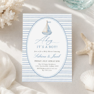 Invitation à une fête prénatale nautique pour garç