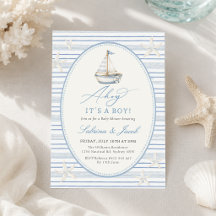 Invitation à une fête prénatale nautique pour garç