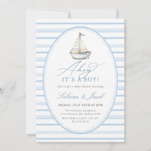 Invitation à une fête prénatale nautique pour garç