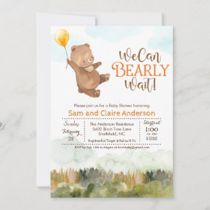 Invitation à une fête prénatale neutre avec un our