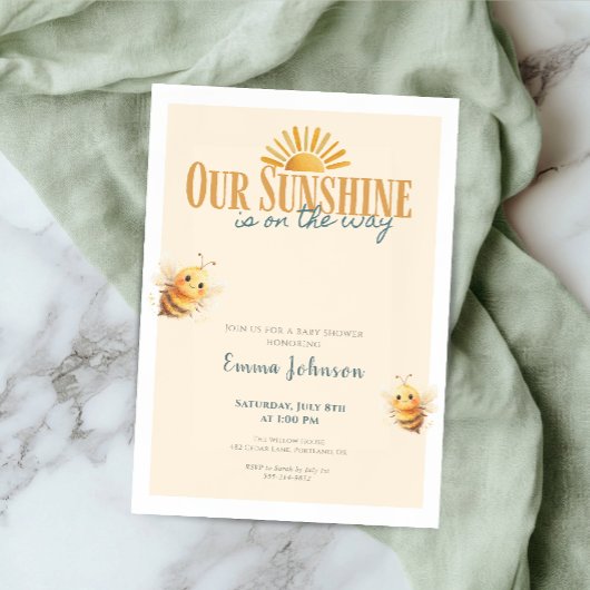 Invitation à une fête prénatale Notre Soleil