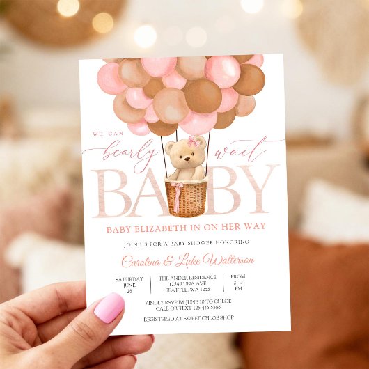 Invitation à une fête prénatale Ourson Mignon