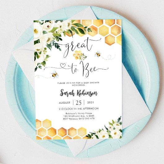 Invitation à une fête prénatale pour Bébé Abeille