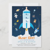 Invitation à une fête prénatale pour bébé astronau (Devant)