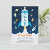 Invitation à une fête prénatale pour bébé astronau (Debout devant)