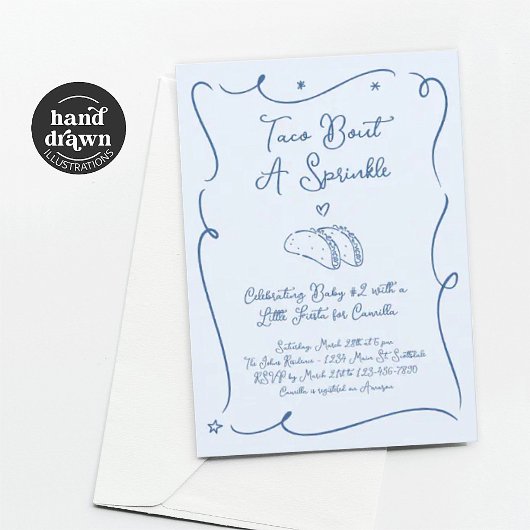 Invitation à une fête prénatale pour bébé avec tac