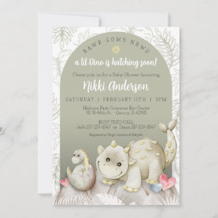 Invitation à une fête prénatale Rawr-Quelques Dino