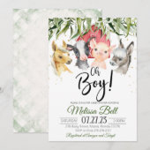 Invitation à une fête prénatale thème bébé fermier (Devant / Derrière)