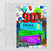 Invitation à une fête retour des années 90 (Devant / Derrière)