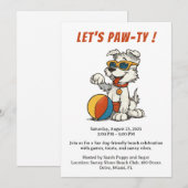 Invitation à une fête rétro de plage pour chiens – (Devant / Derrière)