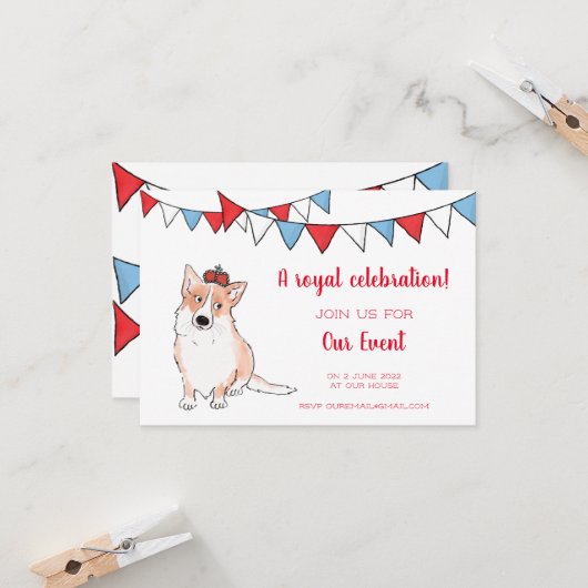 Invitation à une fête royale de corgis (petit) (Devant/Arrière en situation)