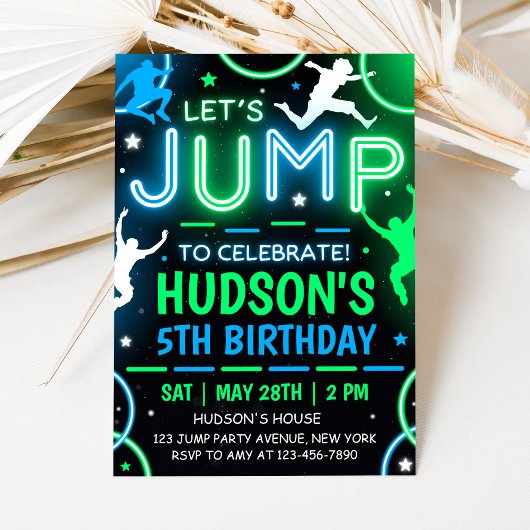 Invitation à une fête sautante Trampoline Annivers