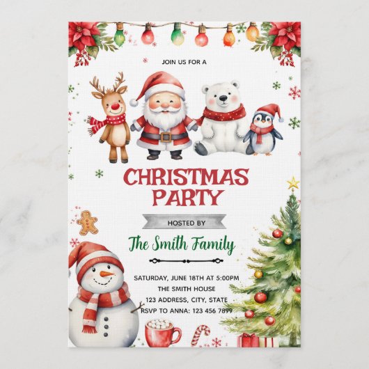 Invitation à une fête sur le thème de Noël (Devant)
