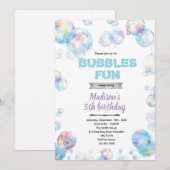 Invitation à une fête sur le thème des bulles mign (Devant / Derrière)