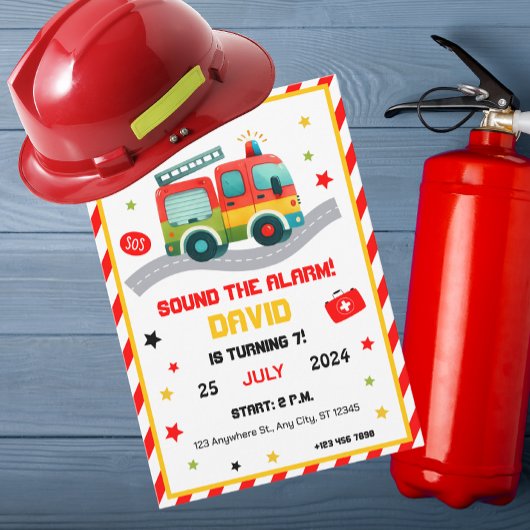 Invitation à une fête sur le thème des camions de