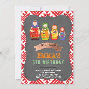 Invitation à une fête sur le thème des Matriochkas