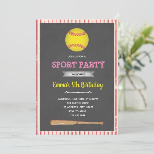 Invitation à une fête sur le thème du baseball Sof (Debout devant)
