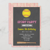 Invitation à une fête sur le thème du baseball Sof (Devant / Derrière)