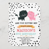 Invitation à une fête sur le thème du chat mignon (Devant / Derrière)