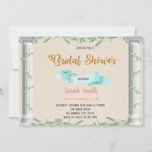 Invitation à une fête sur le thème grec rustique (Devant)