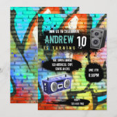Invitation à une fête sur le thème hiphop mignon (Devant / Derrière)