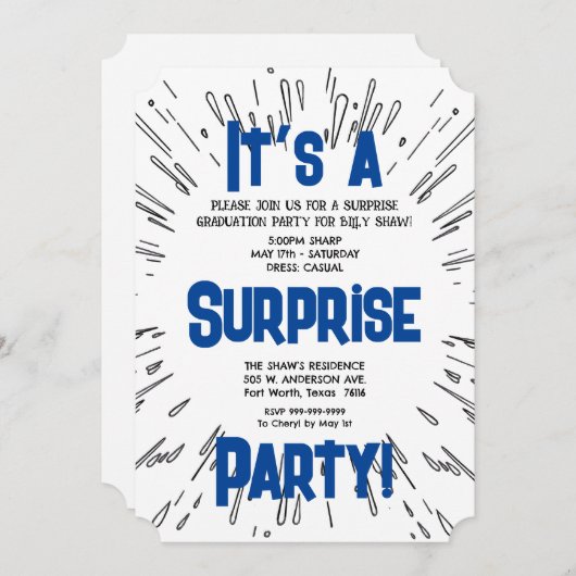 Invitation à une fête surprise (Devant / Derrière)