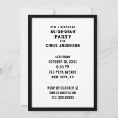 Invitation à une fête surprise (Dos)