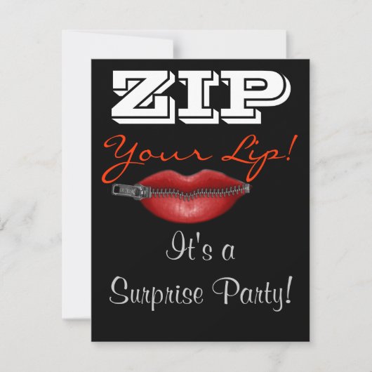 Invitation à une fête surprise ZIP ta lèvre (Devant)
