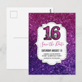 Invitation à une fête Sweet 16 étincelante rose et (Devant / Derrière)