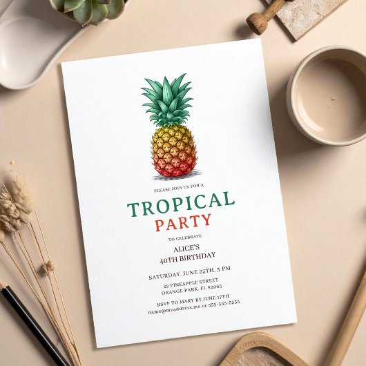 Invitation à une fête tropicale avec un ananas rét