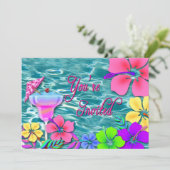 Invitation à une fête tropicale - Eau/Fleurs/Boiss (Debout devant)