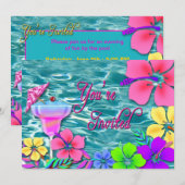 Invitation à une fête tropicale - Eau/Fleurs/Boiss (Devant / Derrière)