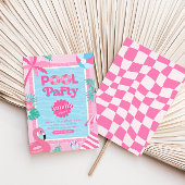 Invitation à une fête tropicale girly rose dans un