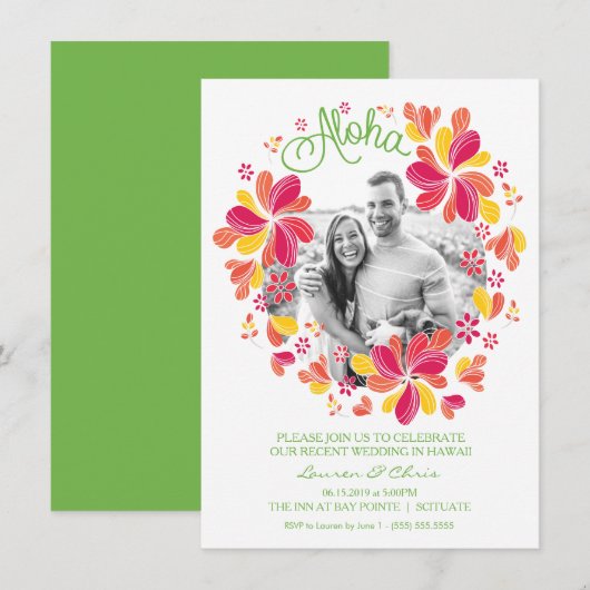 Invitation à une fête tropicale Luau avec photo -  (Devant / Derrière)