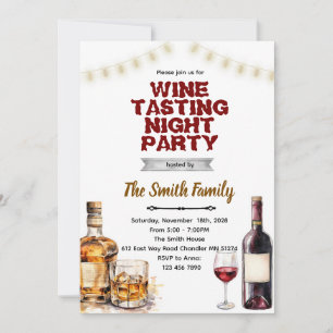Invitation à une fête Whiskey et Vin