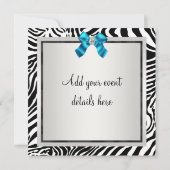 Invitation à une fête Zèbre Bleu Turquoise (Dos)