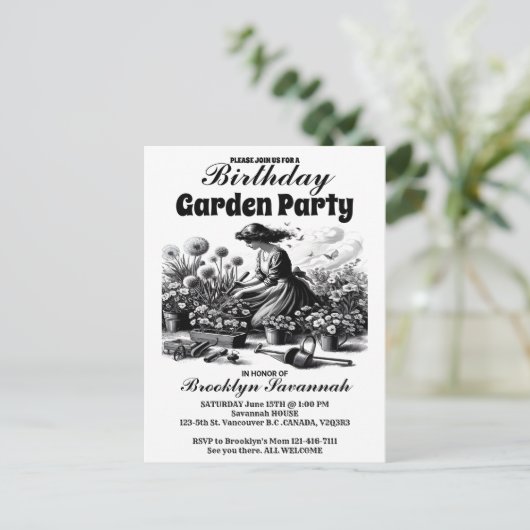 Invitation à une garden-party aux jardins enchante (Debout devant)
