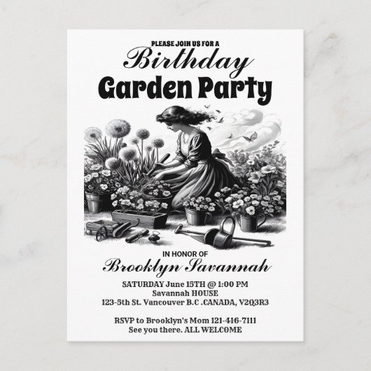 Invitation à une garden-party aux jardins victorie (Devant)